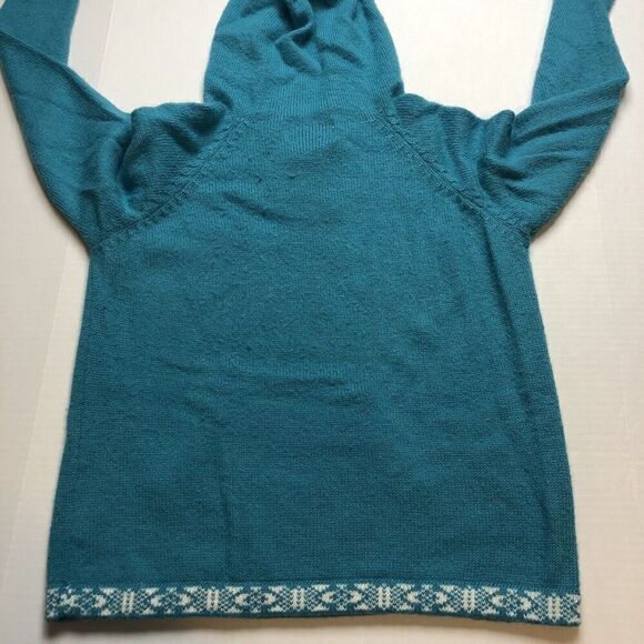 Alpaca Pete’s Blue Pullover Hooded Sweater Snowflake Women’s Sz M Peru A1023 - Picture 5 of 7